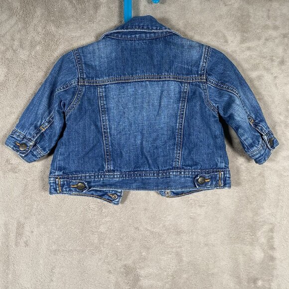 Baby GAP Denim Jacket Infant 6-12 Months Blue Snap Button Trucker 100% Cotton - Picture 3 of 12